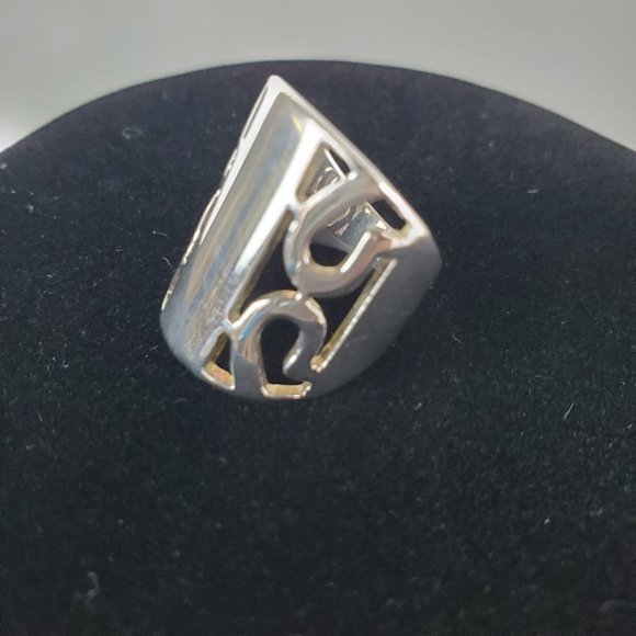 Sterling Silver 925 Elle Jewelry Ring Wide Band with Signature Ruby - Picture 5 of 16